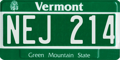 VT license plate NEJ214