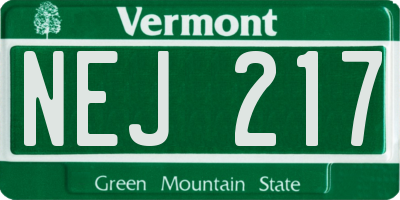 VT license plate NEJ217