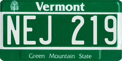 VT license plate NEJ219