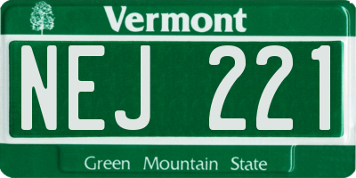 VT license plate NEJ221