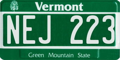 VT license plate NEJ223