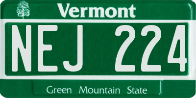 VT license plate NEJ224