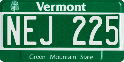 VT license plate NEJ225