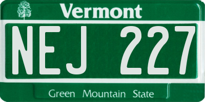 VT license plate NEJ227