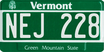 VT license plate NEJ228