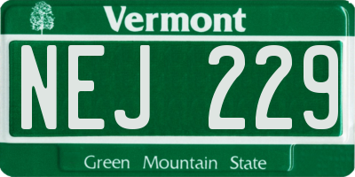 VT license plate NEJ229