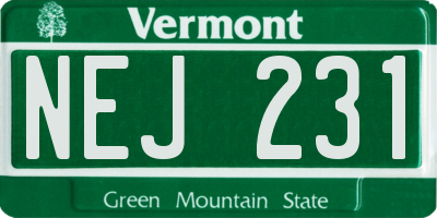 VT license plate NEJ231