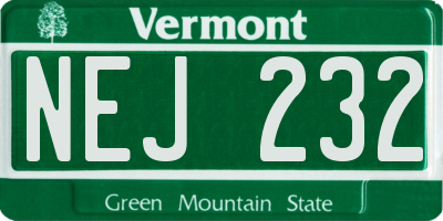VT license plate NEJ232