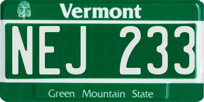 VT license plate NEJ233