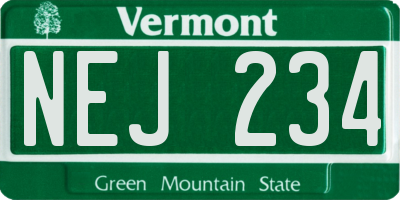VT license plate NEJ234