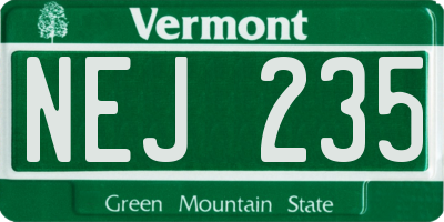 VT license plate NEJ235