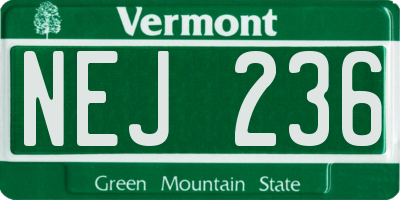 VT license plate NEJ236