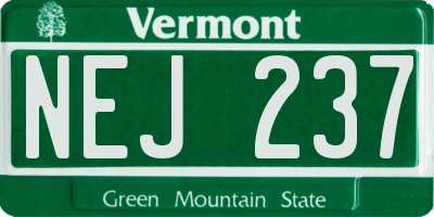 VT license plate NEJ237