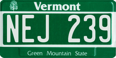 VT license plate NEJ239