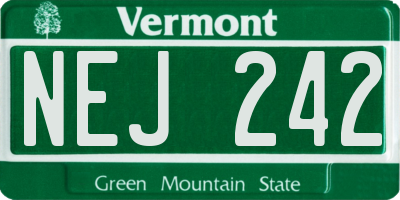 VT license plate NEJ242