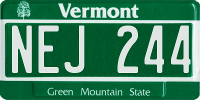 VT license plate NEJ244