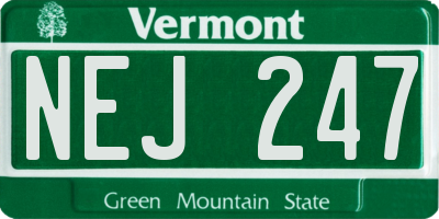 VT license plate NEJ247