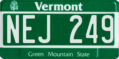 VT license plate NEJ249