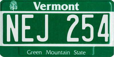 VT license plate NEJ254