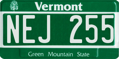 VT license plate NEJ255