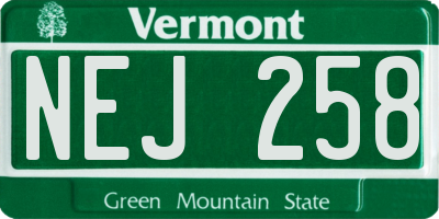 VT license plate NEJ258