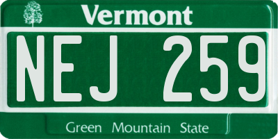 VT license plate NEJ259
