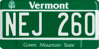 VT license plate NEJ260