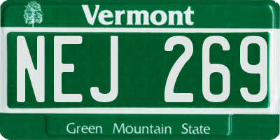 VT license plate NEJ269