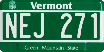 VT license plate NEJ271