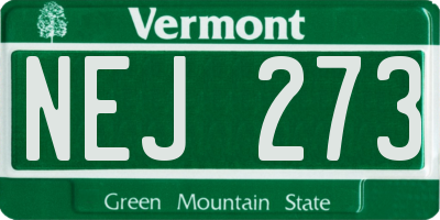 VT license plate NEJ273