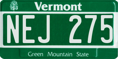 VT license plate NEJ275