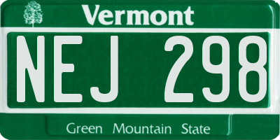 VT license plate NEJ298