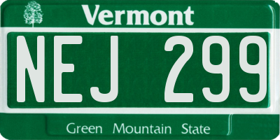 VT license plate NEJ299