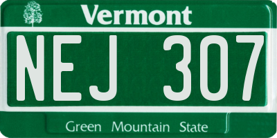 VT license plate NEJ307