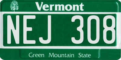 VT license plate NEJ308