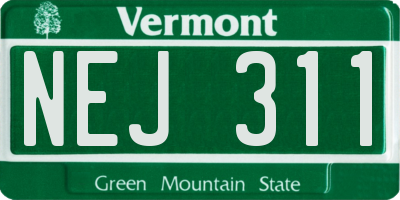 VT license plate NEJ311