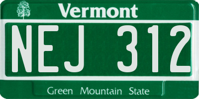 VT license plate NEJ312