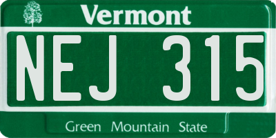 VT license plate NEJ315