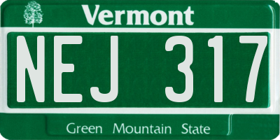 VT license plate NEJ317