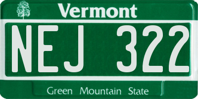 VT license plate NEJ322