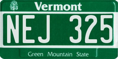 VT license plate NEJ325