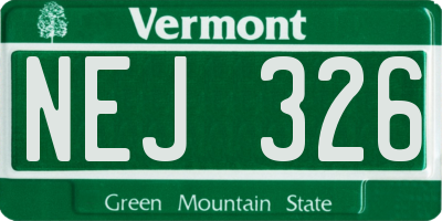 VT license plate NEJ326