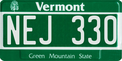 VT license plate NEJ330