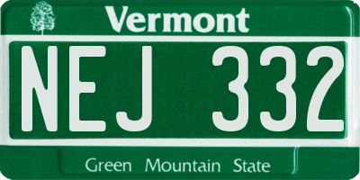 VT license plate NEJ332