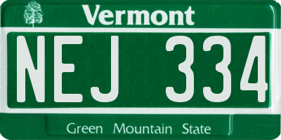VT license plate NEJ334