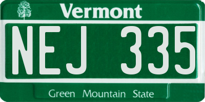 VT license plate NEJ335