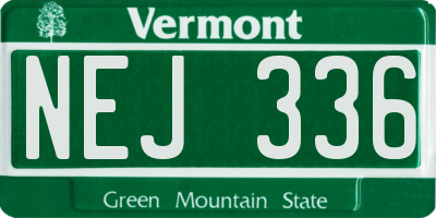 VT license plate NEJ336