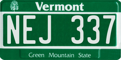 VT license plate NEJ337