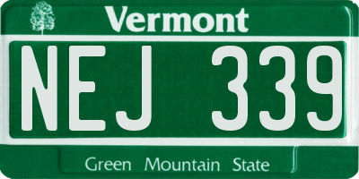VT license plate NEJ339