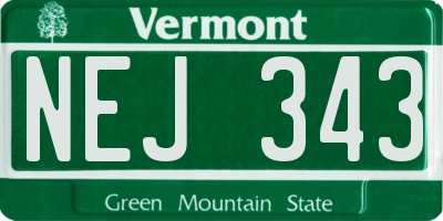 VT license plate NEJ343